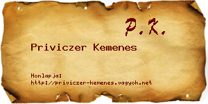 Priviczer Kemenes névjegykártya